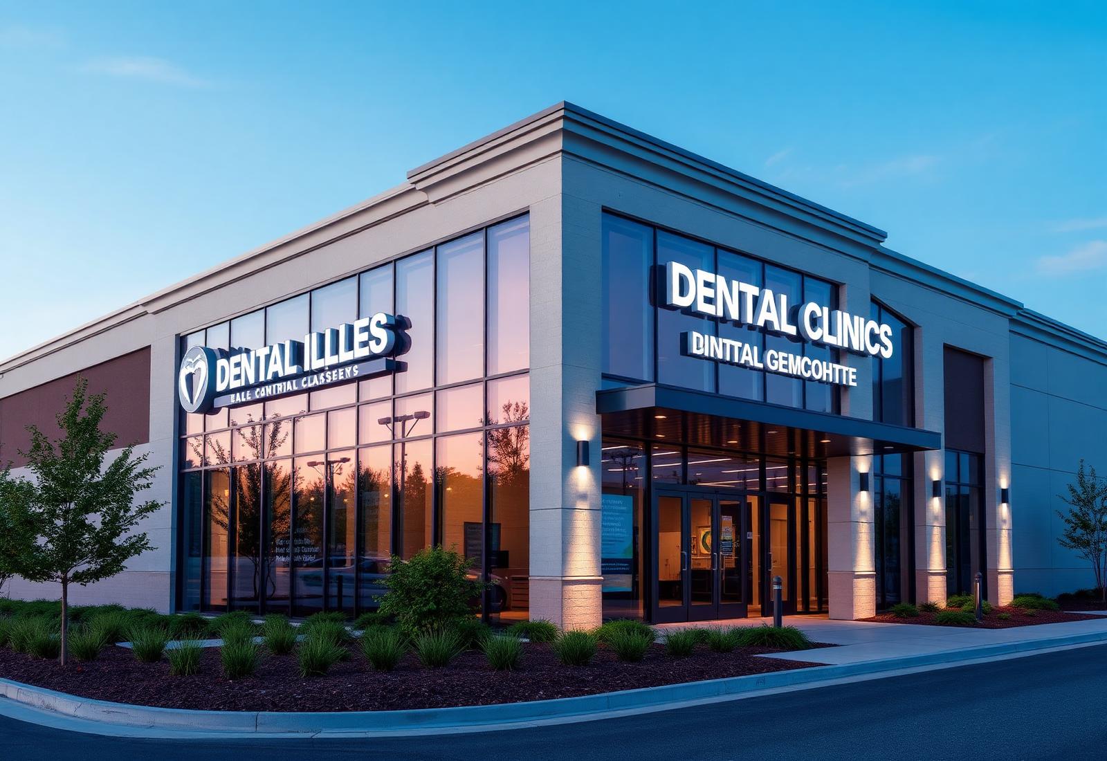 Exterior of a modern upscale dental clinic building