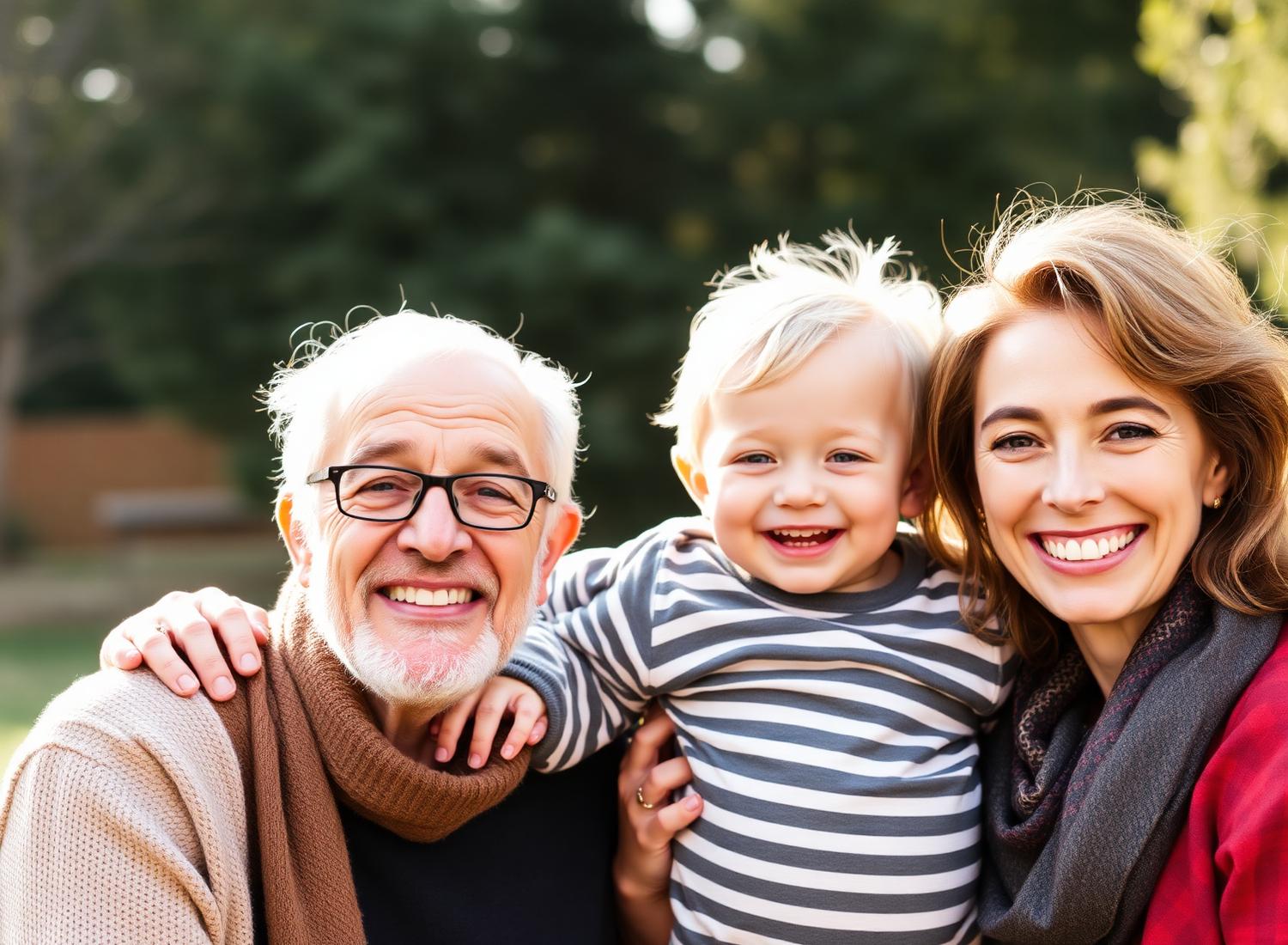 Happy multi-generational family smiling together