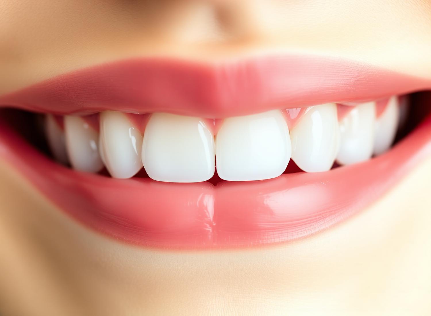 Close-up of healthy pink gums and clean teeth