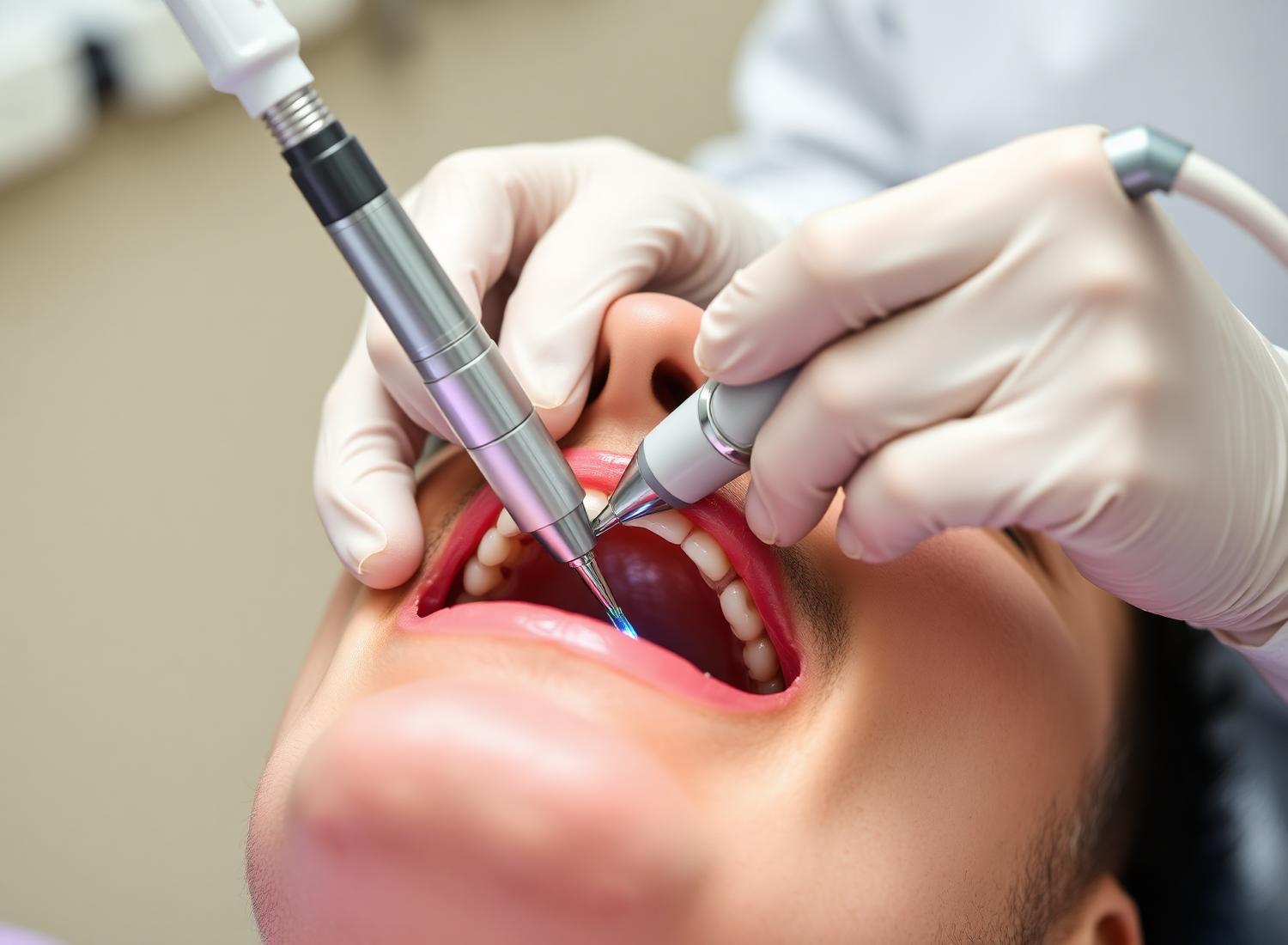Professional dental scaling and polishing procedure
