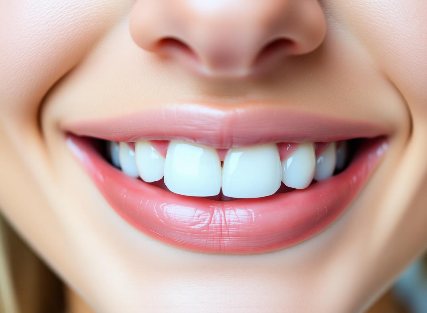 Close-up of a bright white smile after teeth whitening